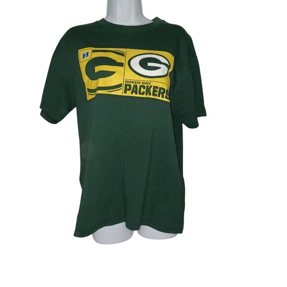 T-Shirt Green Bay Packers NFL Team Green Yellow Mens M Short Sleeve Crewneck - Picture 2 of 4